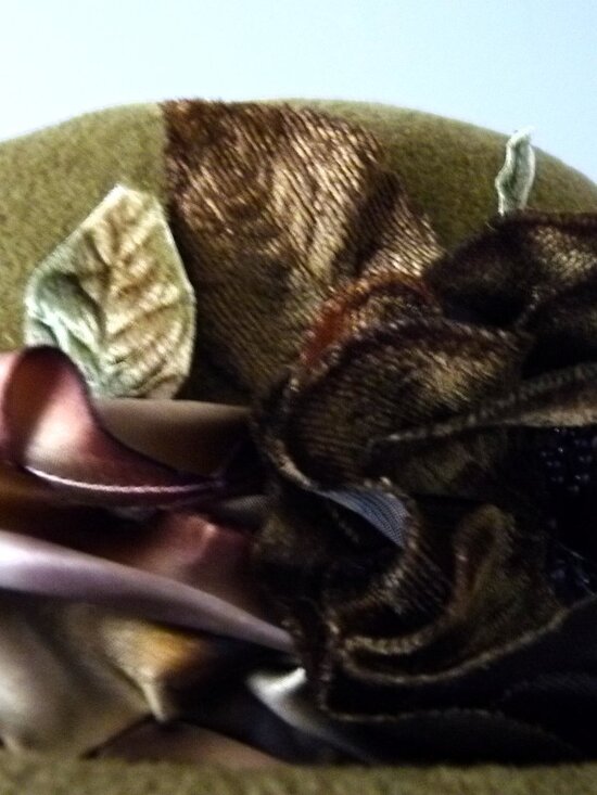 Louise Green olive green flower hat